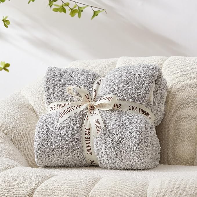 Snuggle Sac Queen Size Bedding Blanket Grey Color, Super Soft Warm Blankets - Image 4
