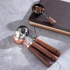 Vintage Coffee Measuring Spoon - 304 Stainless Steel, Coffee Scoop，10g Capacity, Walnut Handle - Perfect for Coffee, Tea, and More (Silver (2 pcs))