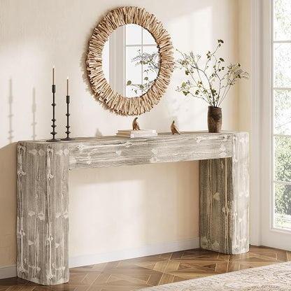 Solid Wood Console Table, 63-Inch Farmhouse Sofa Table Behind Couch - Image 3
