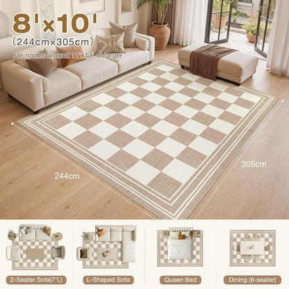 cotiled Boho 8x10 Area Rugs for Living Room: Large Moroccan Washable Rug | - Image 6