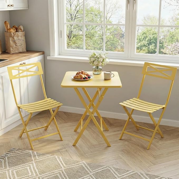 GarveeLife 3 Piece Outdoor Bistro Set, All Metal Patio Table and Chairs Set - Image 7