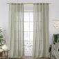 Sage Grey Linen Boho Sheer Curtains 84 inch Length 2 Panels | Light Filtering by LAMIT