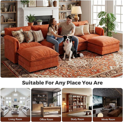 ELUCHANG 150" U Shaped Modular Sectional Cloud Couch - Image 3