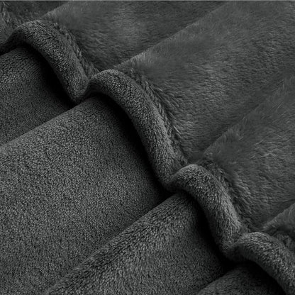 BEDELITE Fleece Blanket Soft Oversized Bed Blanket Charcoal Grey 120"x120" | - Image 4
