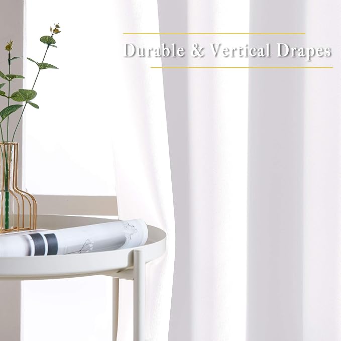 NICETOWN 50% Blackout White Curtain Set, Modern Design Solid Grommet - Image 5