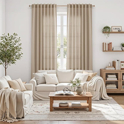 Sepia Beige Linen Curtains 90 Inches Long - Image 6