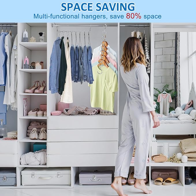 Space Saving Hangers for Clothes 3 Pack, Sturdy Metal Hangers Heavy Duty Magic - Image 5