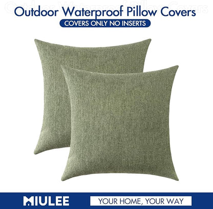 MIULEE Pack of 2 Decorative Outdoor Solid Waterproof Throw Pillow Covers Spring - Image 6
