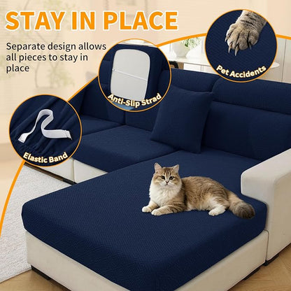 XINEAGE Large Couch Cushion Covers Seat Cushion Cover Thick Stretch Sofa - Image 5