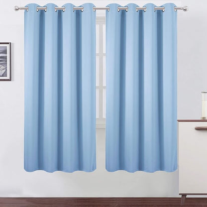 Sky Blue Thermal Blackout Curtains/52 x 72 Inch/Set of 2 Panels Room Darkening by Lemomo