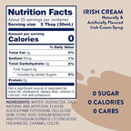Jordan's Skinny Syrups Sugar Free Coffee Syrup, Irish Cream Flavor Drink Mix, Zero Calorie Flavoring for Lattes, Protein Shake, Food & More, Gluten Free, Keto Friendly, 25.4 Fl Oz, 2 Pack