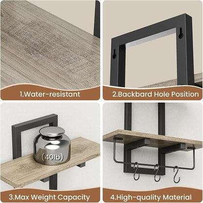 Creso hom Floating Shelves, Hanging Bathroom Shelves 2-Tier, Wall Mounted - Image 5