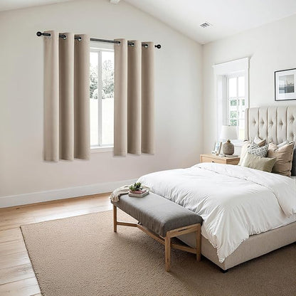 MIULEE Blackout Curtains for Bedroom 2 Panels 40 x 63 Inch Long Taupe | Thermal - Image 6