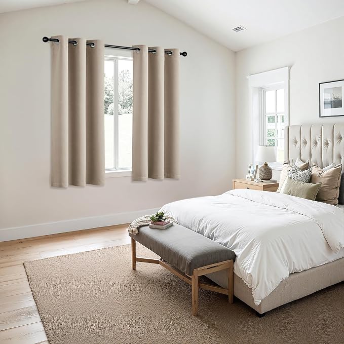 MIULEE Blackout Curtains for Bedroom 2 Panels 40 x 54 Inch Long Taupe | Thermal - Image 6