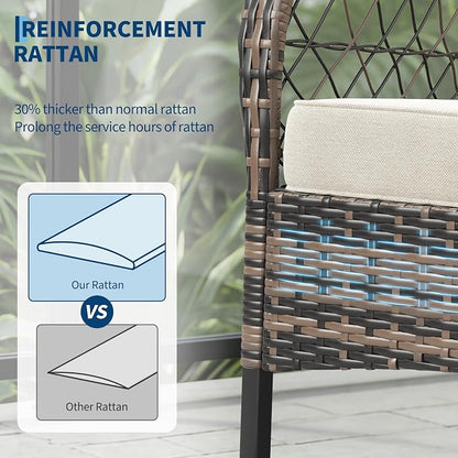 3 pcs Outdoor Rocking Bistro Set, Wicker Rocking Bistro Set - Image 3