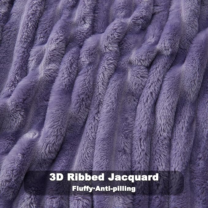 NEWCOSPLAY Fleece Ribbed Cozy Throw Blanket - Image 5