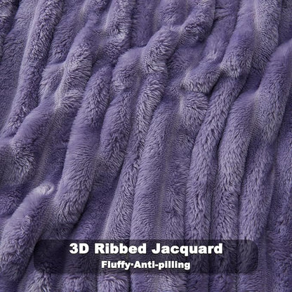 NEWCOSPLAY Fleece Ribbed Cozy Queen Blanket - Image 5