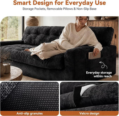 MONVANE 75.6" Convertible 3 Seater Sofa, 2-in-1 Boneless Sleeper Sofa Bed - Image 5