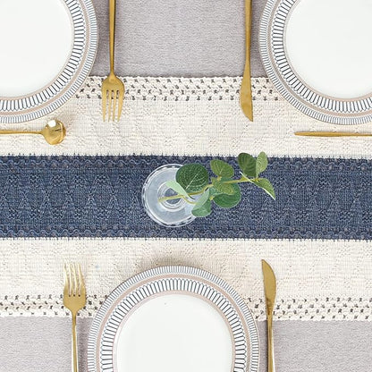 FEXIA Boho Blue Table Runner 90 Inches Long - Image 6