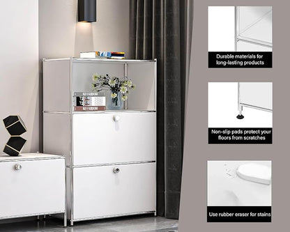 Metal Shelf with 2 Flap Doors, Large Capacity Cabinet, DIY Modern Home - Image 5