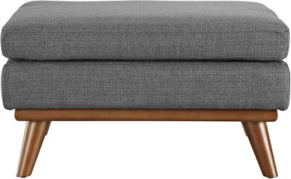 Modway Engage Mid-Century Modern Upholstered Fabric Ottoman in Gray - Image 5