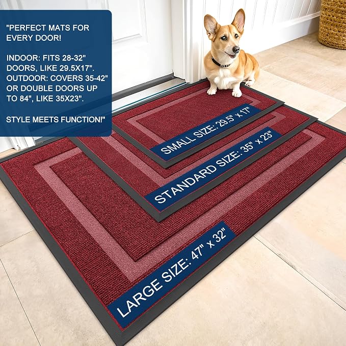 OLANLY Front Door Mat Outside 59x20, All-Season Heavy-Duty Rubber Doormat | - Image 2