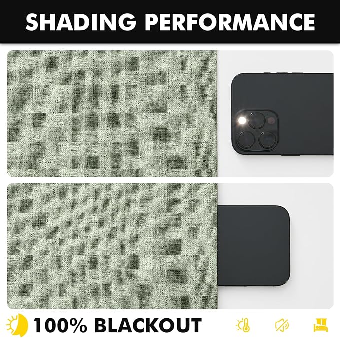 MIULEE 100% Blackout Linen Curtains 42 x 90 Inch Sage Green 2 Panels | Thermal - Image 7