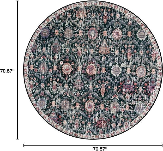 Lahome Moroccan Washable Round Area Rug, Soft Round Rugs 6ft Ultra-Thin | - Image 2