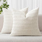 MIULEE Corduroy Decorative Throw Pillow Covers 20x20 Pure White Pack of 2 | by MIULEE