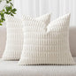 MIULEE Corduroy Decorative Throw Pillow Covers 16x16 Pure White Pack of 2 | by MIULEE