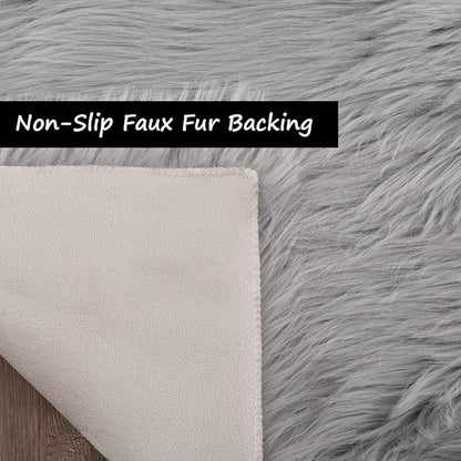 Goolela Grey Sheepskin Area Rug 10x12 Gray Fluffy Fuzzy Furry Carpet - Image 3