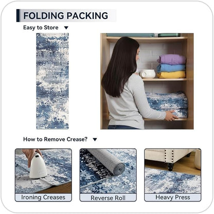 2x5 Blue Rug Runners for Hallways Kitchen Non Slip Washable Entryway Runner Rugs - Image 8