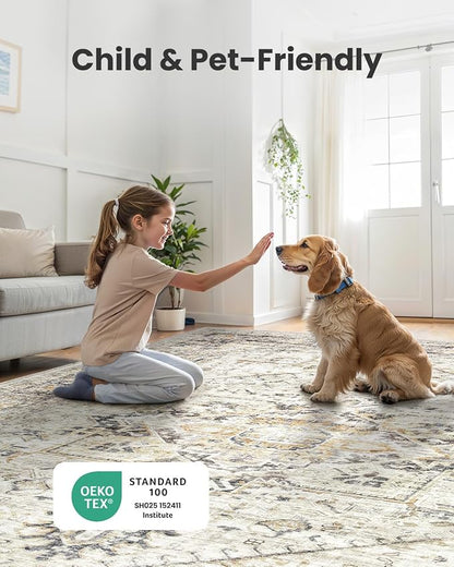 AMADA HOMEFURNISHING Washable Area Rug, Low-Profile Large Area Rug - Image 3