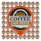 Fresh Roasted Coffee, Dark Brazil, Med-Dark Roast, 72 Pods for K Cup Brewers