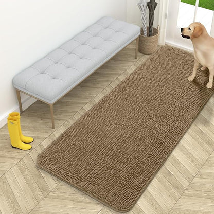 OLANLY Dog Door Mat for Muddy Paws 59x24, Super Absorbent Chenille Mud Mat | Tan by OLANLY
