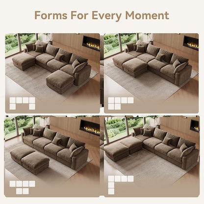 WorthFurni 140” Oversized Cloud Sectional Couches - Image 8