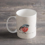 Maison d' Hermine Coffee Mug with Handles Fine Bone China Mugs Pack of One Tea Cups for Hot Beverages Cappuccino Latte Home Restaurant Office Perfect for Gift (Birdies On Wire - Robin, 15 Ounce)