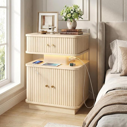 Nightstands Set of 2 with Charging Station, Modern Night Stands Set 2 with - Image 4