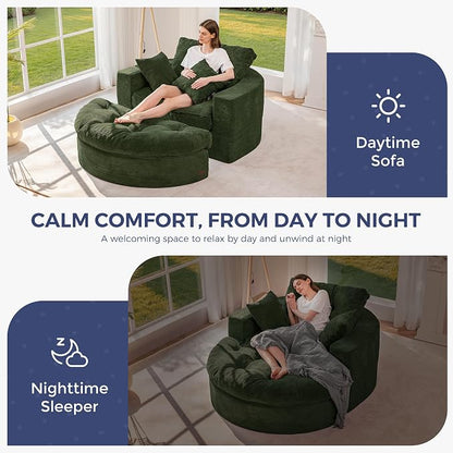 MAXYOYO Oversized Round Chaise Lounge Sofa, Upholstered Lounge Chair - Image 7
