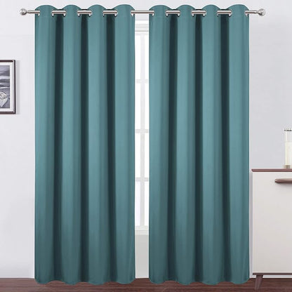 Sea Teal Thermal Blackout Curtains/52 x 108 Inch/Set of 2 Panels Room Darkening by Lemomo