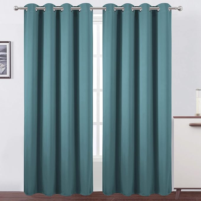 Blackout Curtains 66 x 95 inch/Sea Teal Curtains Set of 2 Panels/Thermal by Lemomo