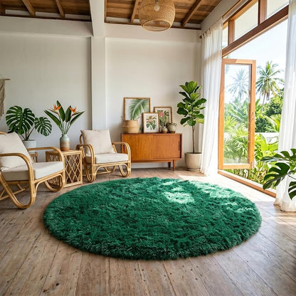 Amdrebio Dark Green Large Round Circle Area Rug 6Ft - Image 3