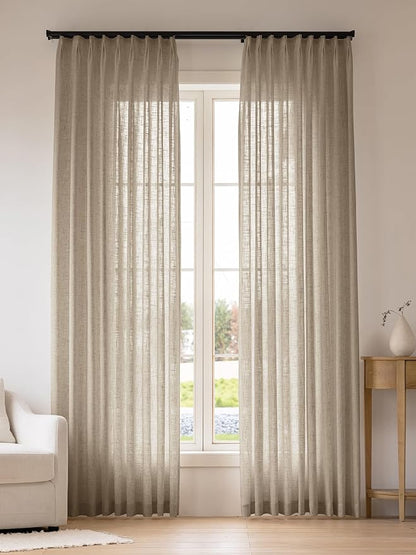 Liz Pinch Pleated Linen Curtains Light Filtering Curtains by THREEGIRLSHOME