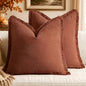 MIULEE Linen Fringe Decorative Fall Throw Pillow Covers Late Autumn 20x20 | Set by MIULEE