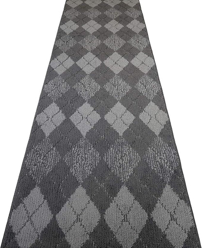 Custom Length Hallway Runner Rug, Slip Resistant, Squares Anthracite, 26 Inch X - Image 6