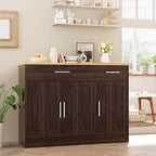 Vongrasig Sideboard Buffet Cabinet with Storage, 43” Farmhouse Coffee Bar Storage Cabinet with Drawers and Shelves, Modern Buffet Table for Kitchen, Dining Room, Rustic Brown