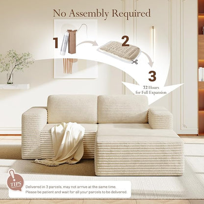 Vesgantti 80" Modular Sectional Sofa, Corduroy Cloud Couch - Image 4