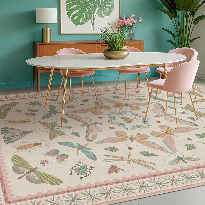Floral Pink Rugs for Bedroom Girls 6x9 - Image 6