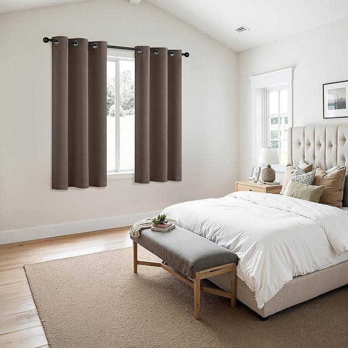 MIULEE Blackout Curtains for Bedroom 2 Panels 40 x 45 Inch Long Tan Brown | - Image 6