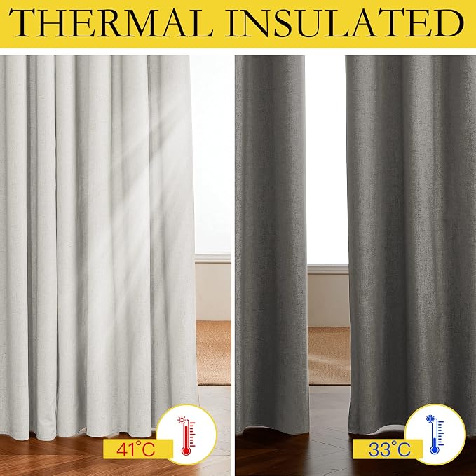 NICETOWN 100% Absolutely Blackout Linen Curtains - Image 4